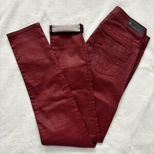 BUFFALO DAVID BITTON Coated Burgundy Mid Rise Skinny Jeans--26